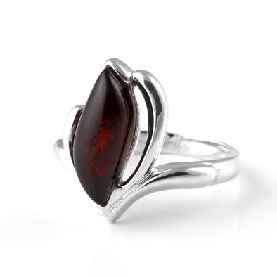 Marquise Curves Cherry Amber Cocktail Ring