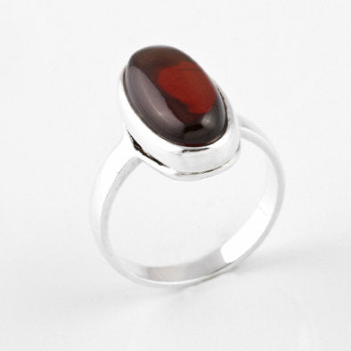 Simple & Classic Cherry Amber Oval Ring