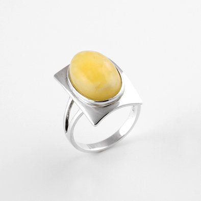 Modern Yellow Butterscotch Amber Ring