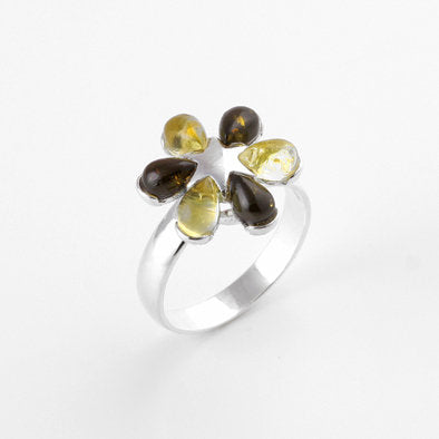 Fun Multi-color Amber Flower Ring