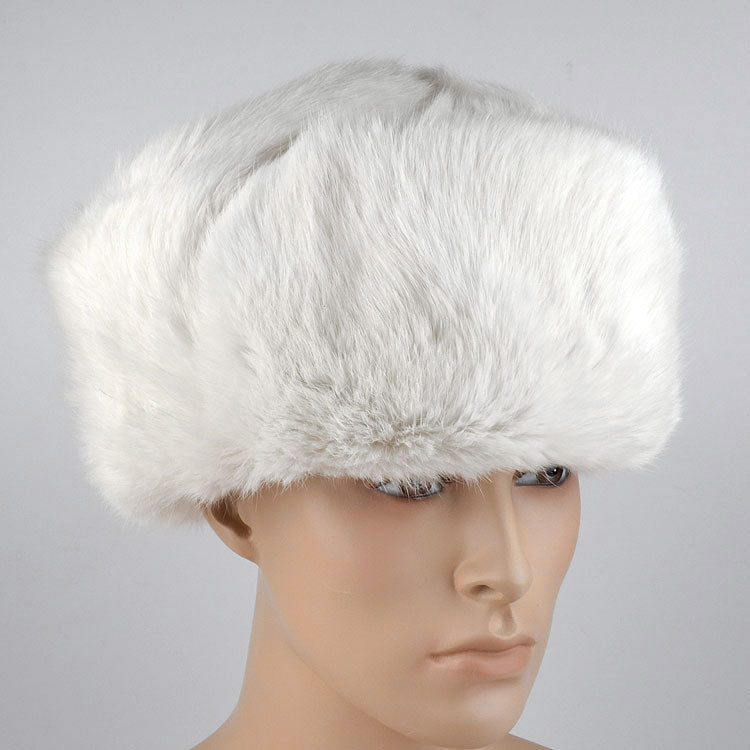 Real Russian White Rabbit Ushanka Hat