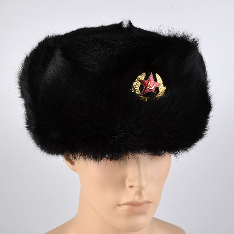 Real Fur Soviet Ushanka with Emblem