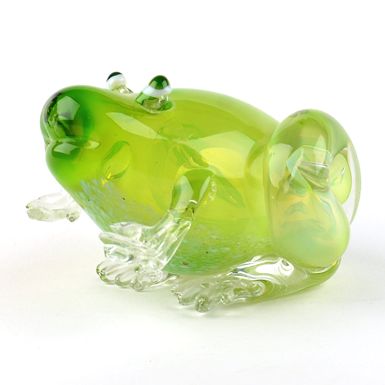 Hand Blown Glass Green Large Frog