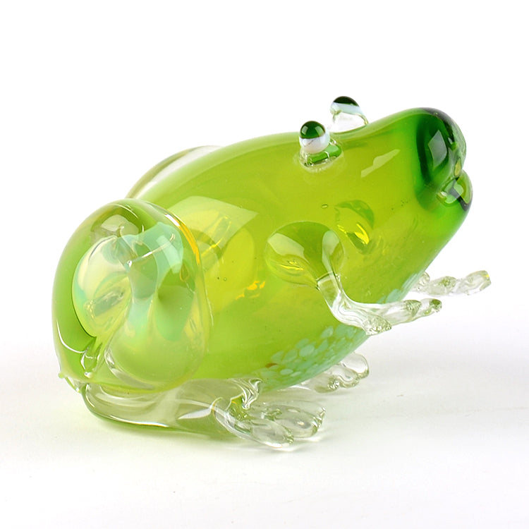 Hand Blown Glass Green Large Frog