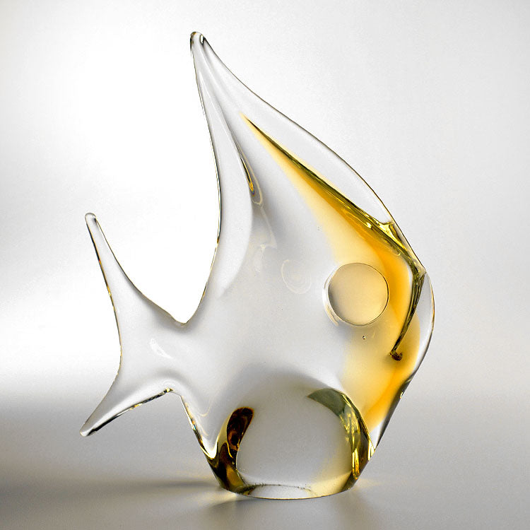 Tall Yellow Art Glass Fish