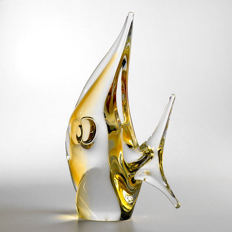 Tall Yellow Art Glass Fish