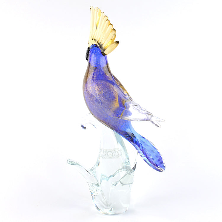 14" Tall Murano Cockatoo Bird Art Glass
