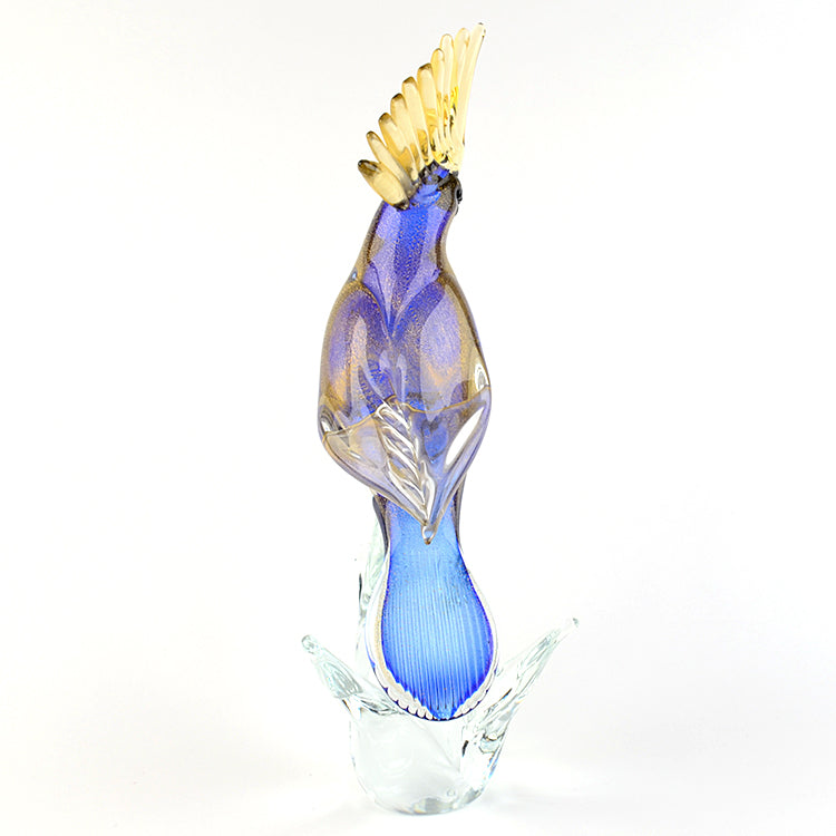 14" Tall Murano Cockatoo Bird Art Glass