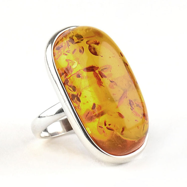 Baltic Honey Amber Silver Ring