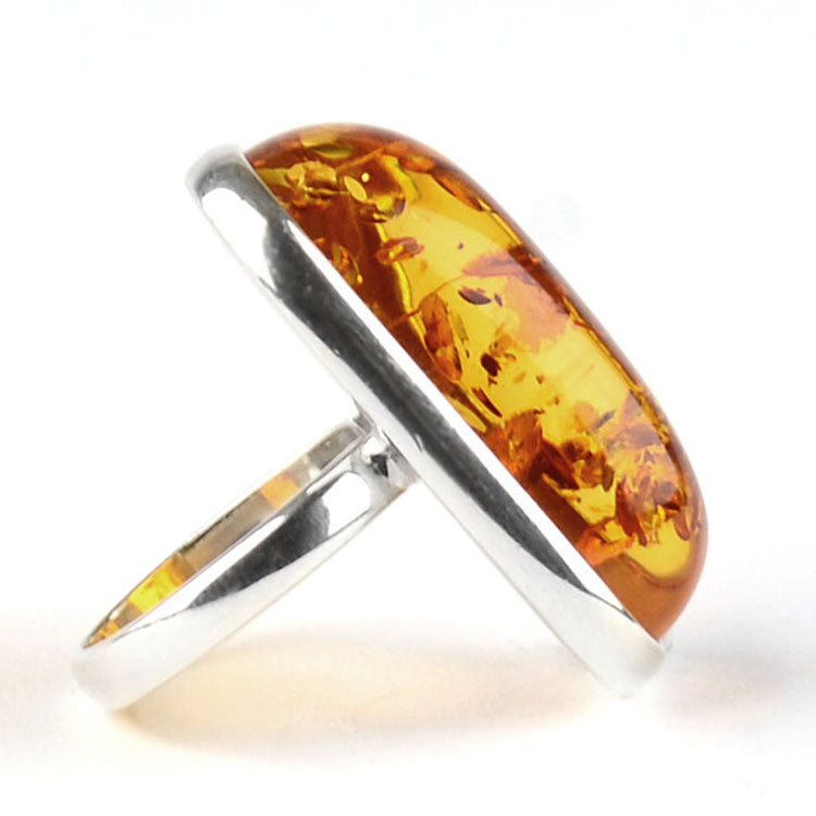 Baltic Honey Amber Silver Ring