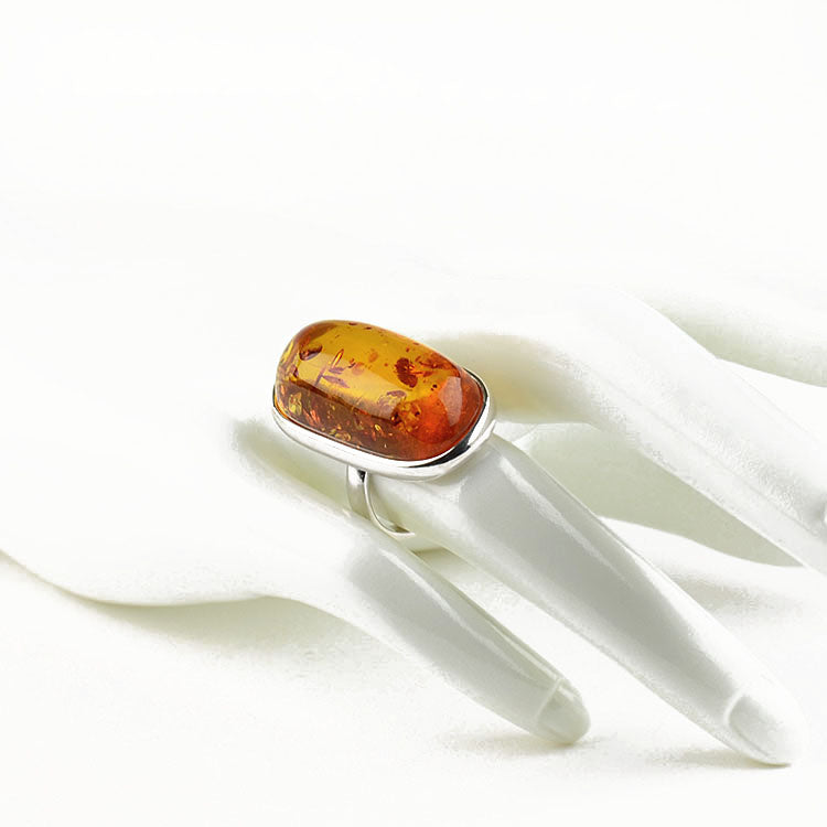 Baltic Honey Amber Silver Ring