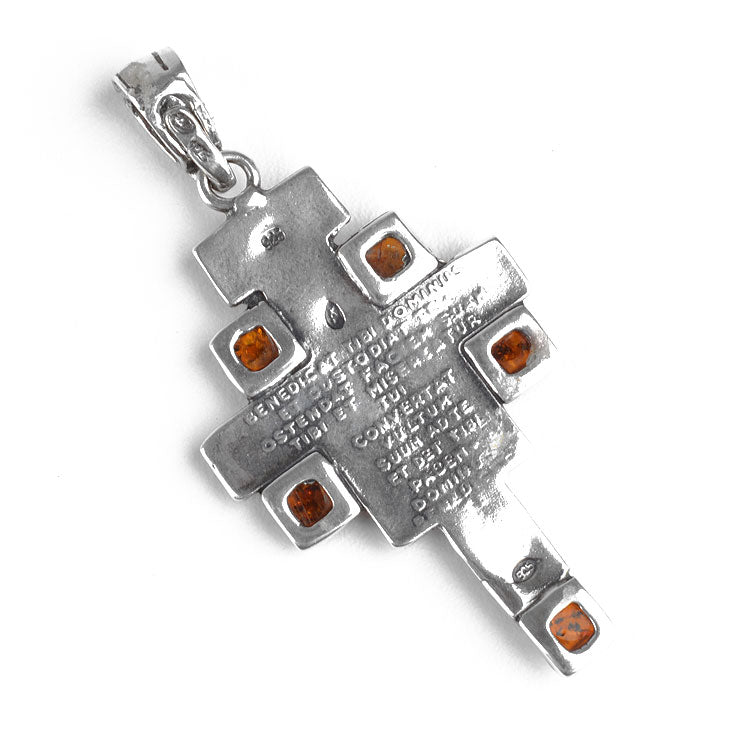 San Damiano Icon Cross with Amber Pendant