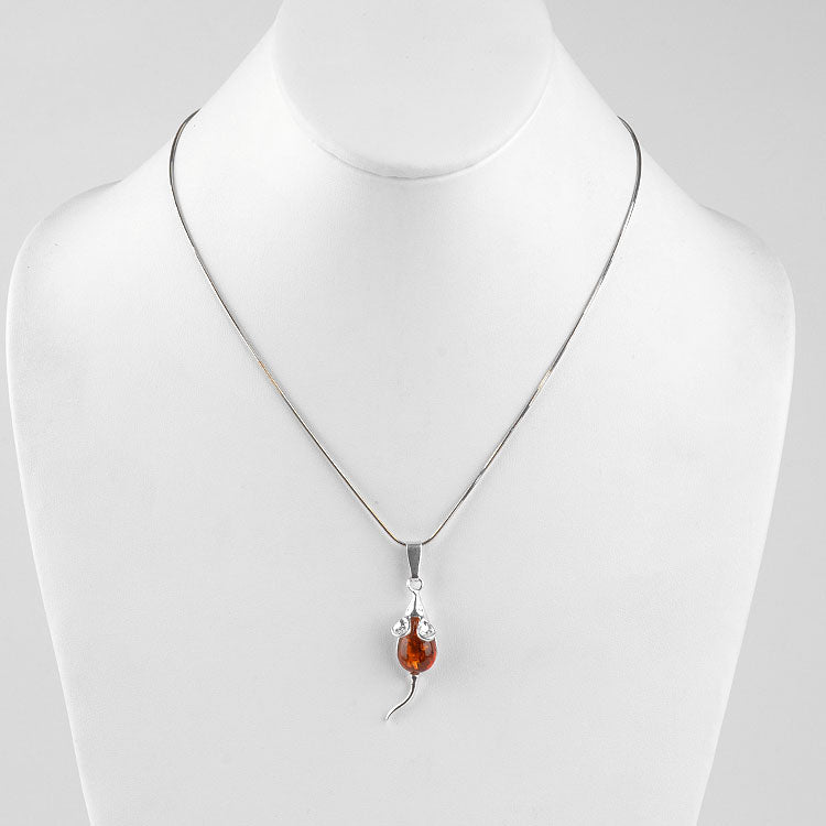 Adorable Amber Mouse Pendant