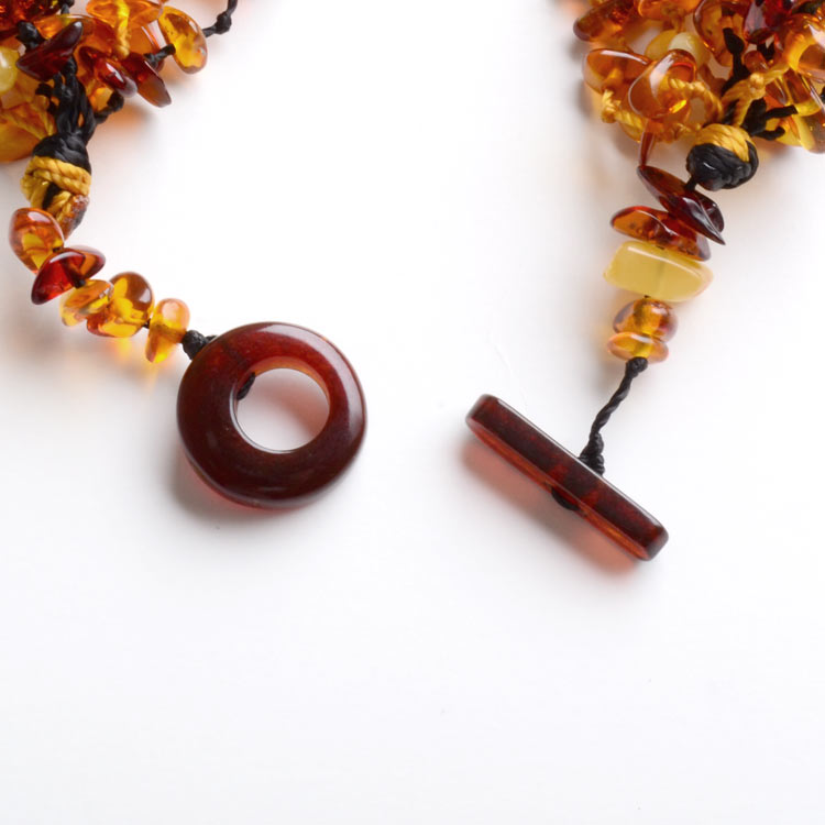 10 Multicolored Strings Amber and Turquoise Necklace