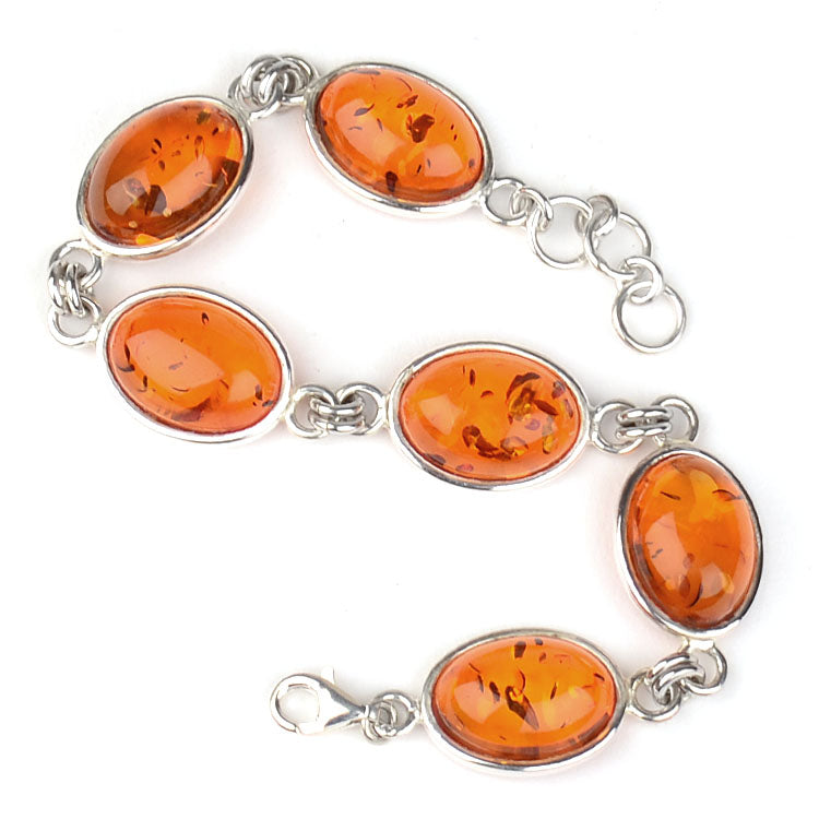 Classic Honey Amber Silver Bracelet