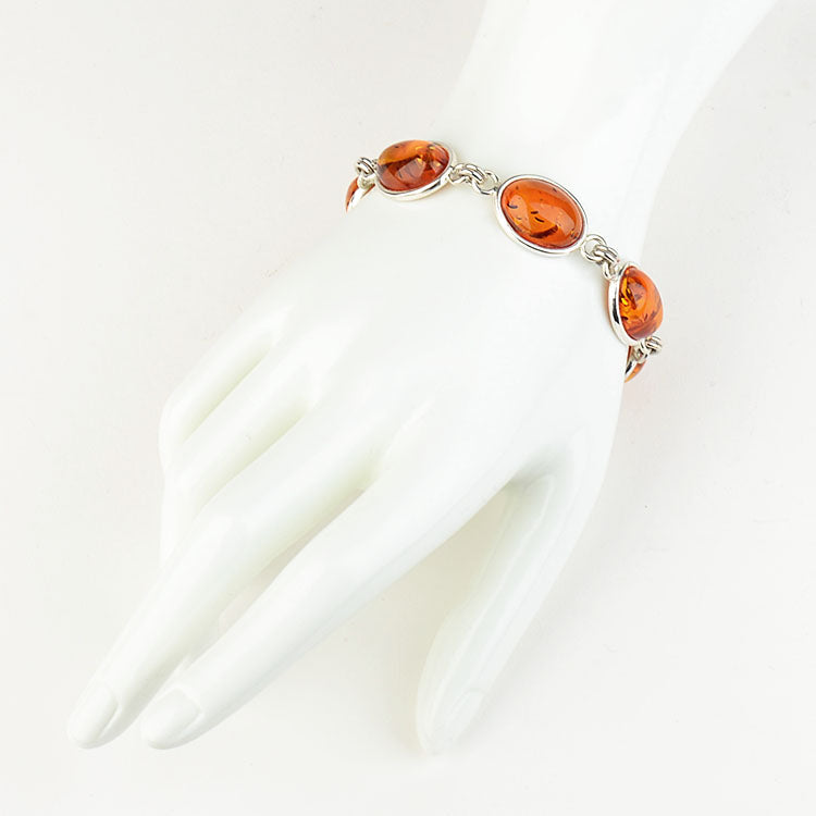 Classic Honey Amber Silver Bracelet