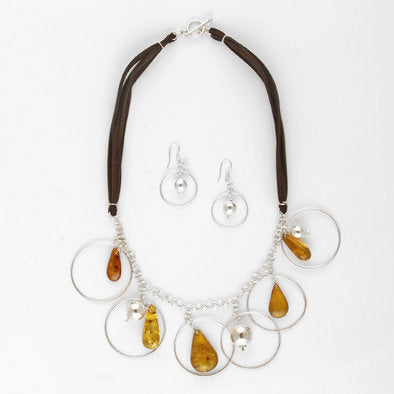 Honey Amber & Silver Jewelry Set