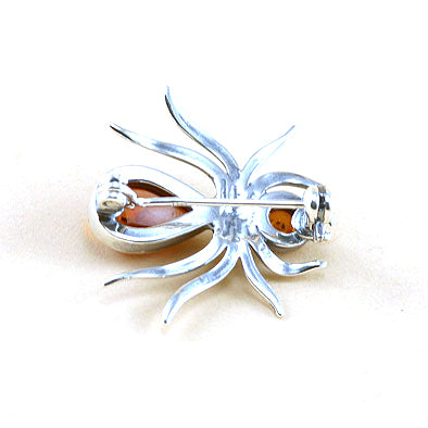 Ant Amber Silver Pin