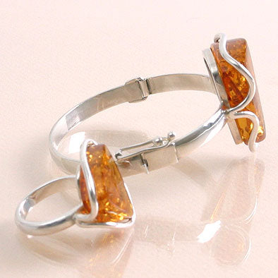 Amber Bracelet & Ring Jewelry Set