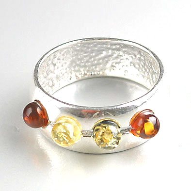 Contemporary Silver and Amber Ring