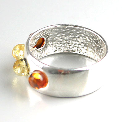 Contemporary Silver and Amber Ring