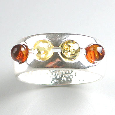 Contemporary Silver and Amber Ring