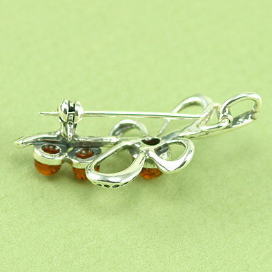 Floral Amber in Silver Pin