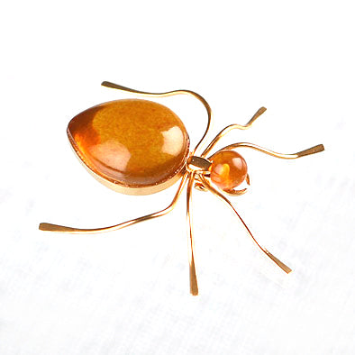 Golden Amber Ant Pin