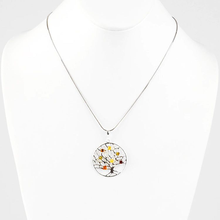Life Tree Pendant With Amber