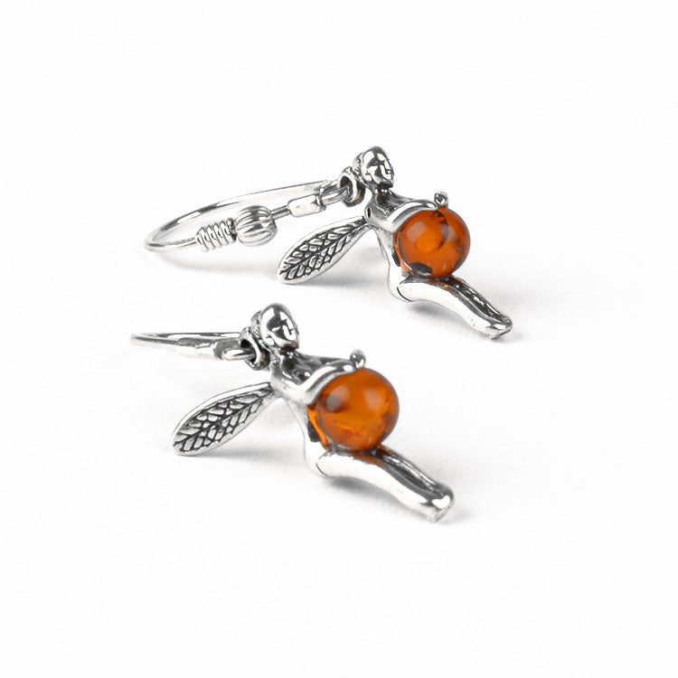 Amber Silver Little Fairy Earrings