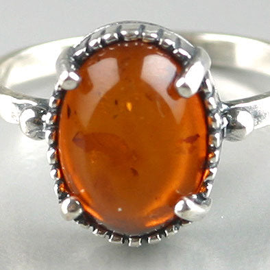 Simplicity 4 Prong Amber Ring