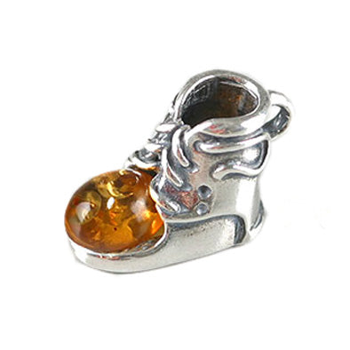 Amber Silver Baby Shoe Pendant