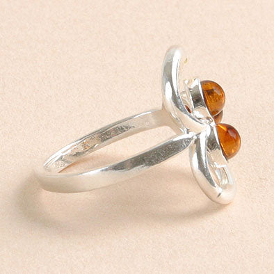 Tri-Stone Amber in Heart Ring