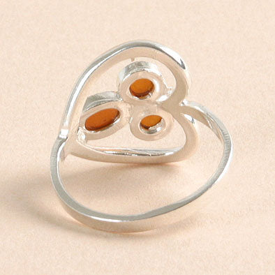 Tri-Stone Amber in Heart Ring