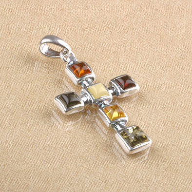 Multi-Stone Amber Cross