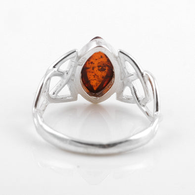 Silver Celtic Knot Amber Ring