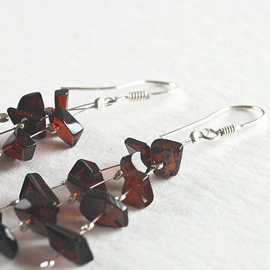 Cherry Amber Chips Earrings