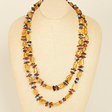 Amber Turquoise Patterned Necklace
