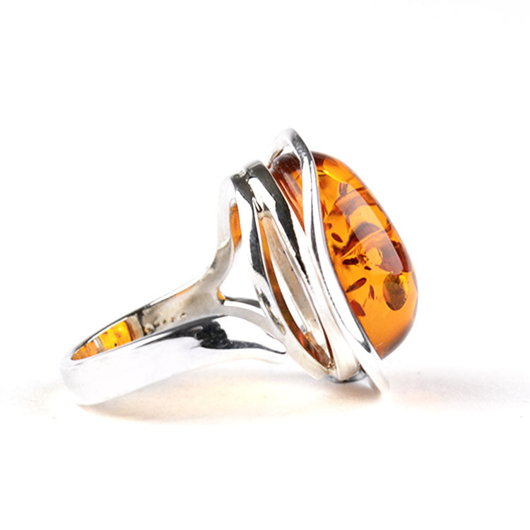 Delicate Honey Amber Ring