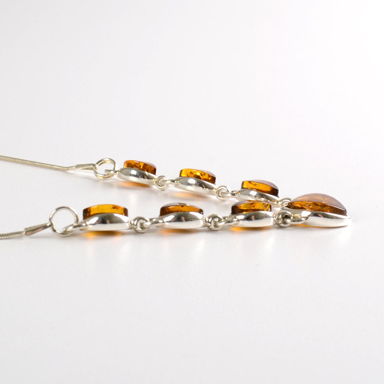 7 Amber Stones in Silver Necklace