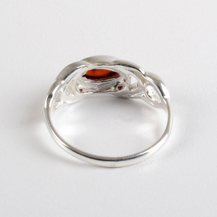 Amber Celtic Silver Ring