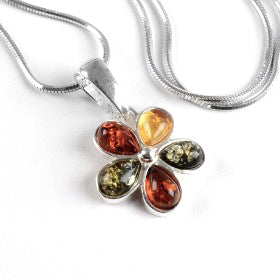 Colorful Amber Flower Pendant