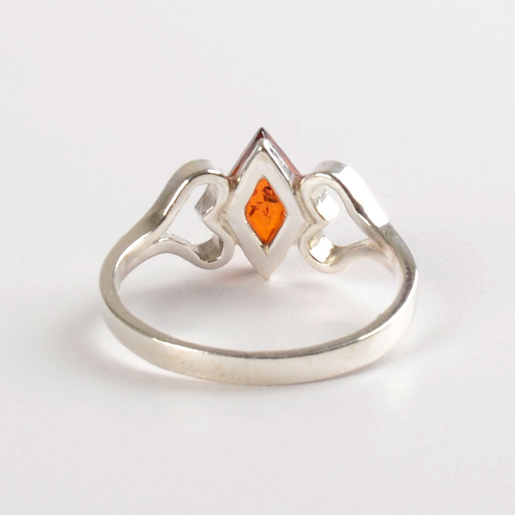 Silver Hearts & Amber Ring