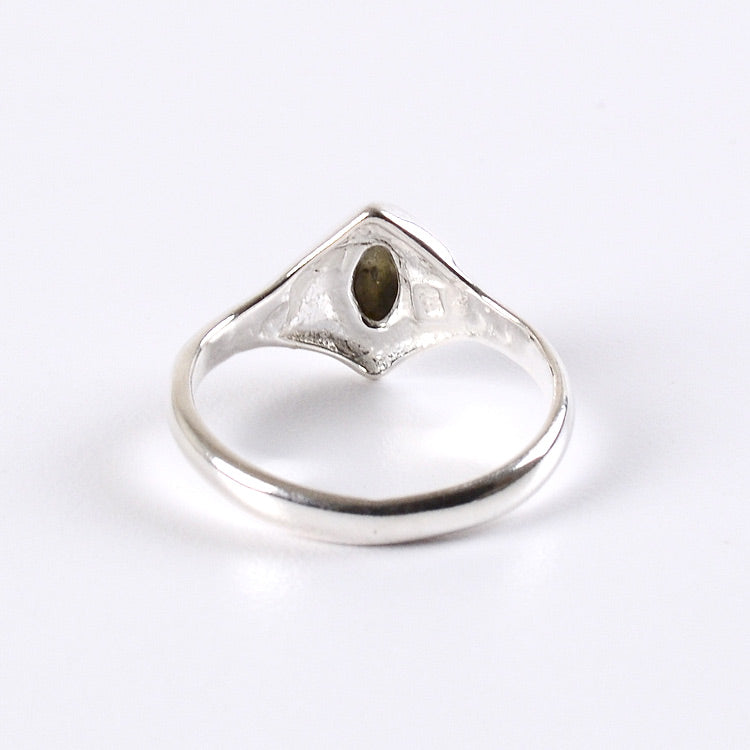 Elegant Silver Ring with Green Amber
