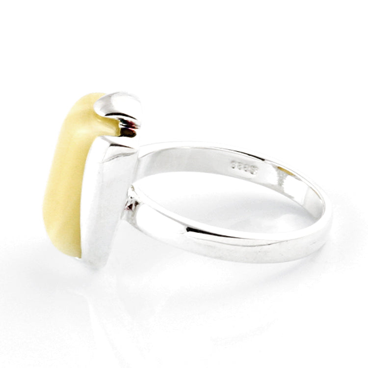 Rectangular Shape Butterscotch Amber Ring