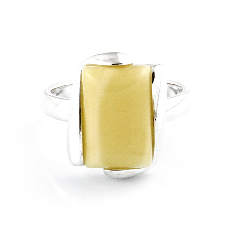 Rectangular Shape Butterscotch Amber Ring