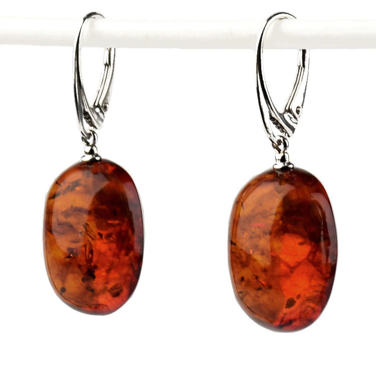 Classic Ovals Cognac Amber Earrings