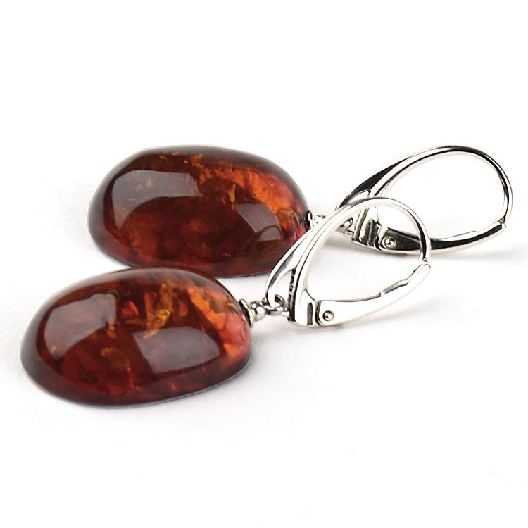 Classic Ovals Cognac Amber Earrings