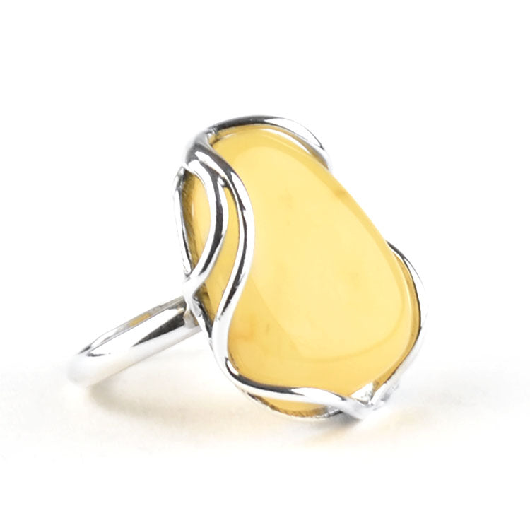 Butterscotch Amber Wave Design Ring