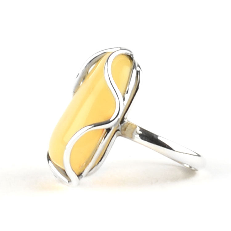 Butterscotch Amber Wave Design Ring